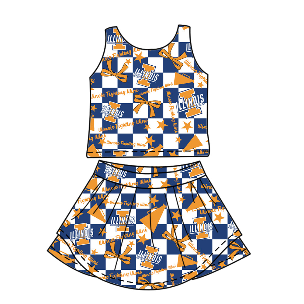 Custom moq 5 mix size milk silk summer teams baby girls clothes team bow orange sleeveless skirts sets and dress 1 and dress 2 and dress 3-25.6.30