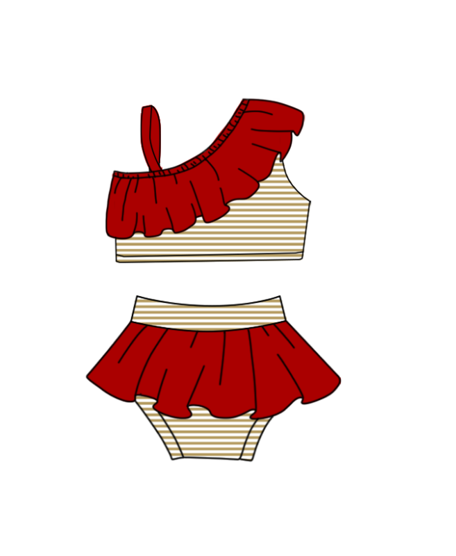 Custom moq 5 mix size milk silk summer teams baby girl boys clothes Red Two-Piece Swimsuit Set One Piece Swimsuits boy swim trunks