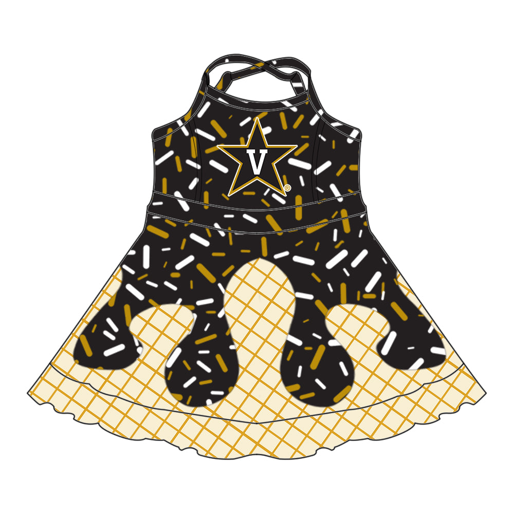 Custom summer teams baby girls clothes team black hooded long sleeve tops and short sleeve top and dress and pants and shorts-25.5.29