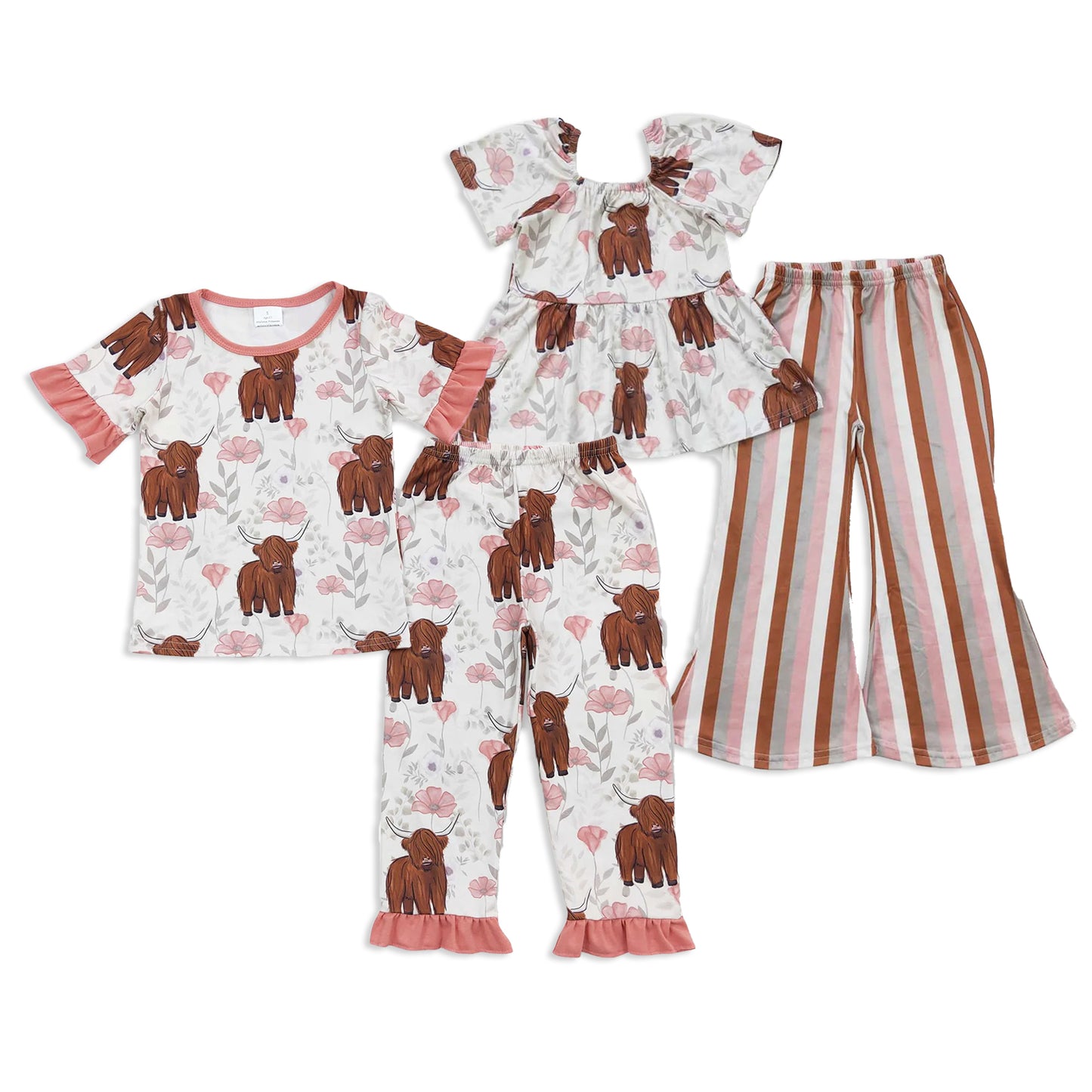 RTS NO MOQ Sibling baby Girls clothes short sleeve pants Sets