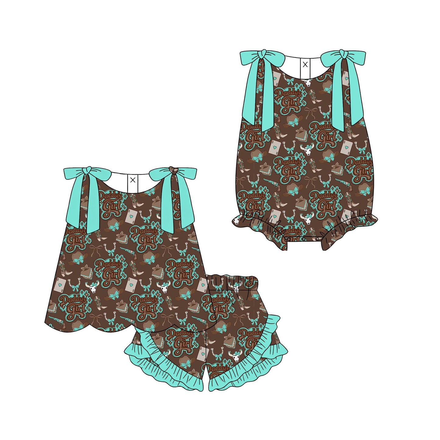 3.10 Custom moq 5 mix size Sibling Baby Girls Sleeveless Top And Ruffle Shorts Set Matching Romper Outfit