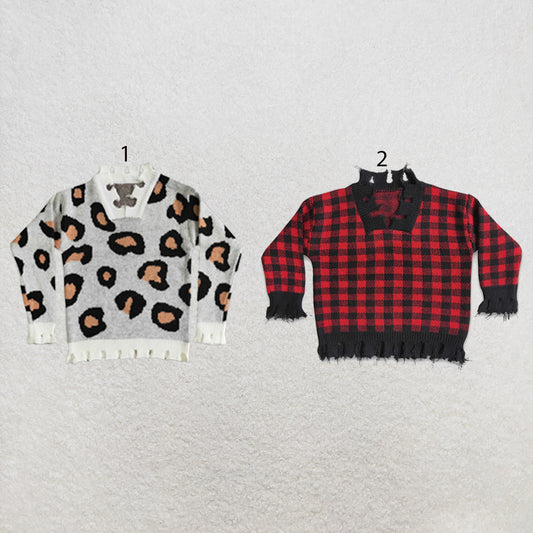 RTS NO MOQ Sibling Sweater Baby Toddler V Neck Long Sleeve Knit Sweater Fall Autumn Daily Pullover Top