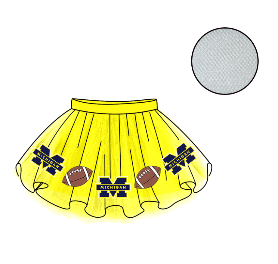 Custom moq 5 mix size milk silk summer teams Baby Girl's Yellow Mesh Skirt Summer Team Outfit