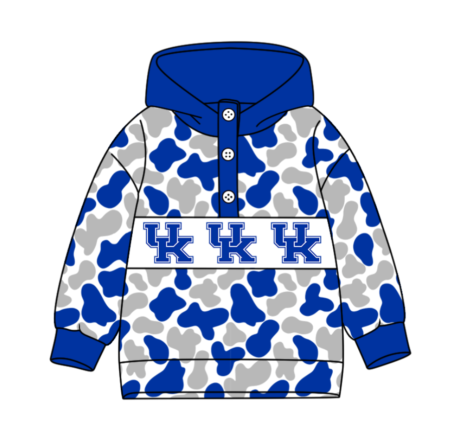 1-Custom moq 8 mix size milk silk summer team baby boy clothes camouflage blue hooded long sleeve top-25.10.9