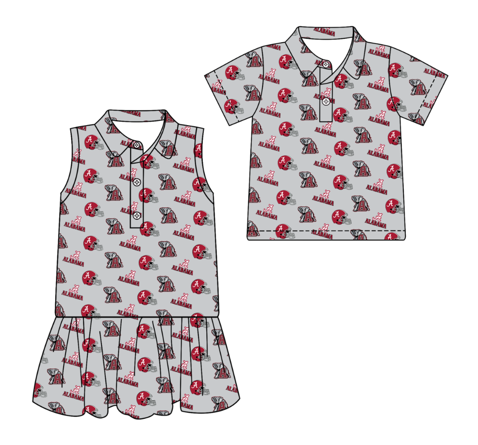 Custom moq 5 mix size milk silk summer teams Grey Sleeveless Dress for Baby Girl Short-Sleeved Polo Shirt for Baby Boy Infant Clothing Set