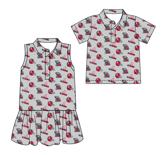 Custom moq 5 mix size milk silk summer teams Grey Sleeveless Dress for Baby Girl Short-Sleeved Polo Shirt for Baby Boy Infant Clothing Set