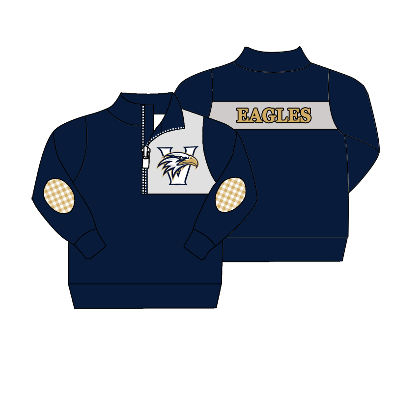 custom moq 5 mix size MSD070901 Baby Kids Long Sleeve Zip Up Pullover Team Casual Top