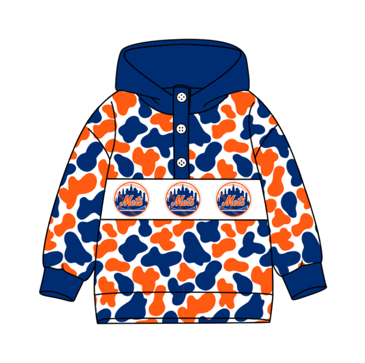 2-Custom moq 8 mix size milk silk summer team baby boy clothes camouflage blue and orange hooded long sleeve top-25.10.9
