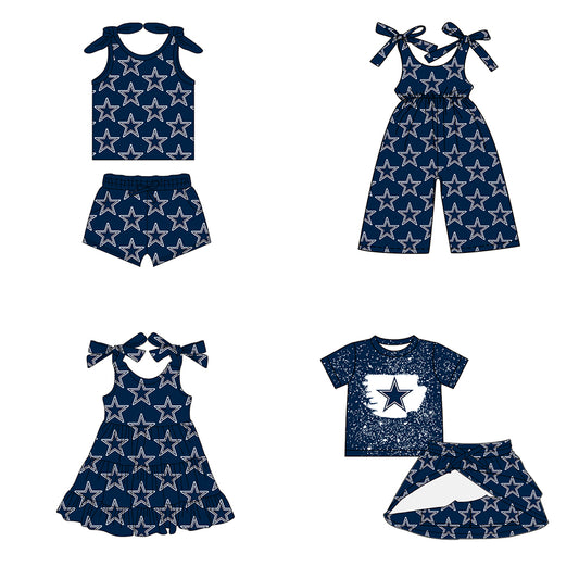 Custom moq 5 mix size milk silk summer teams baby girls clothes team blue sleeveless shorts sets and skirts sets and dress and jumpsuit-25.7.15