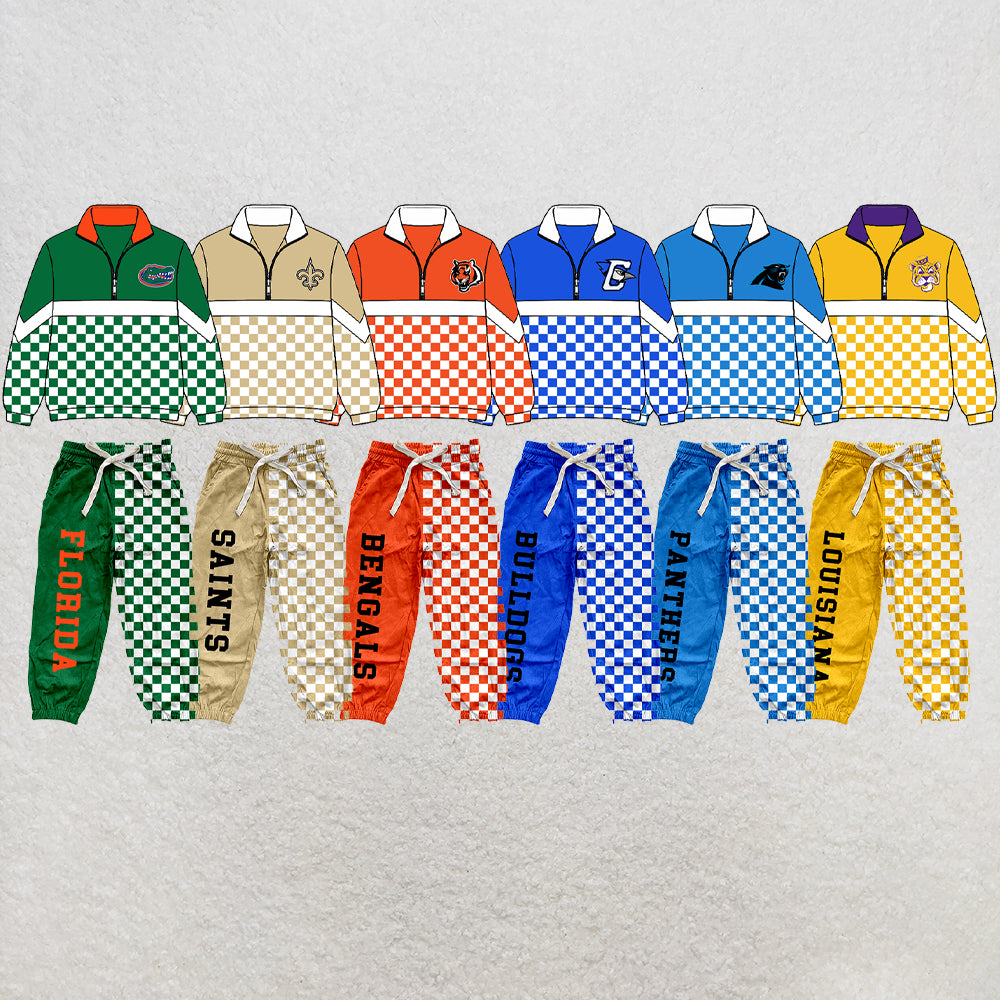 custom moq 5 mix size XY071406 Baby Kids Zipper Long Sleeve Pullover Pants Casual Clothes Set
