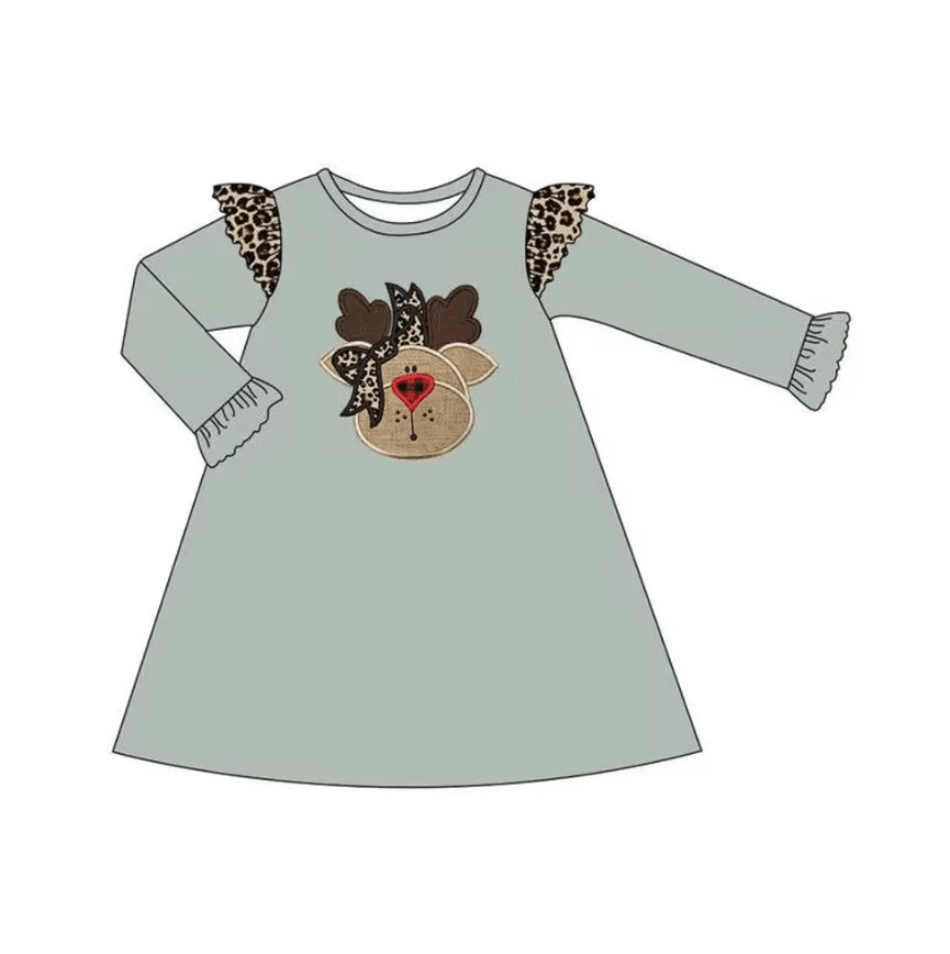 5.17custom each style moq 5eta 4-5week Sibling Sister Christmas style elk leopard print prints gray girls and boys outfits and baby romper and dress match family design