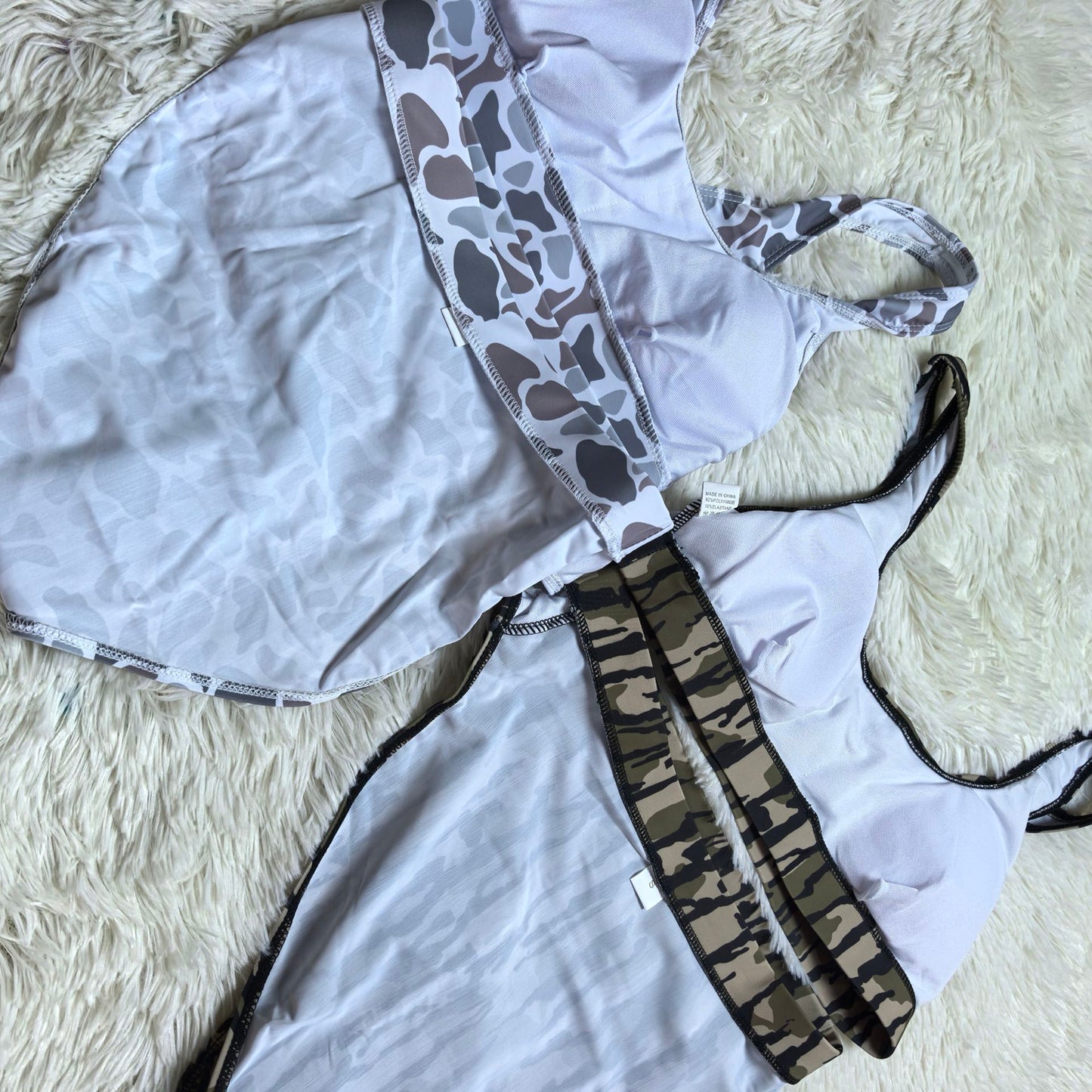 RTS NO MOQ Sibling Adult Women Camo Print Two Piece Swimsuits Top And Bottom Summer Sets