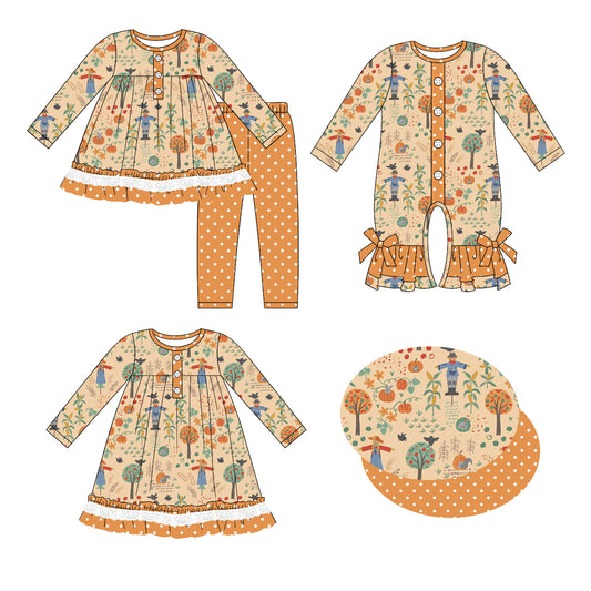 25.7.15 custom each style moq 5eta 4-6week Sibling Sisters halloween baby girl long sleeve pants sets and dress and rompers match family design