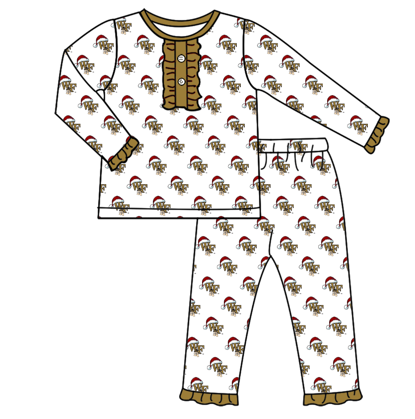 custom moq 5 tat about 4-6 weeks Girls long sleeve long pants pajama set White Gold Girls