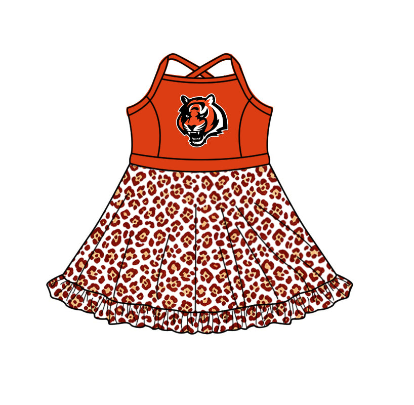 Custom moq 5 mix size summer teams Baby Girls Strap Leopard Print Yoga Active Skort Dress