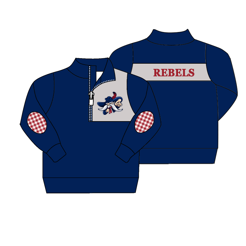 custom moq 5 mix size MSD070401 Baby Kids Long Sleeve Zip Up Pullover Casual Top