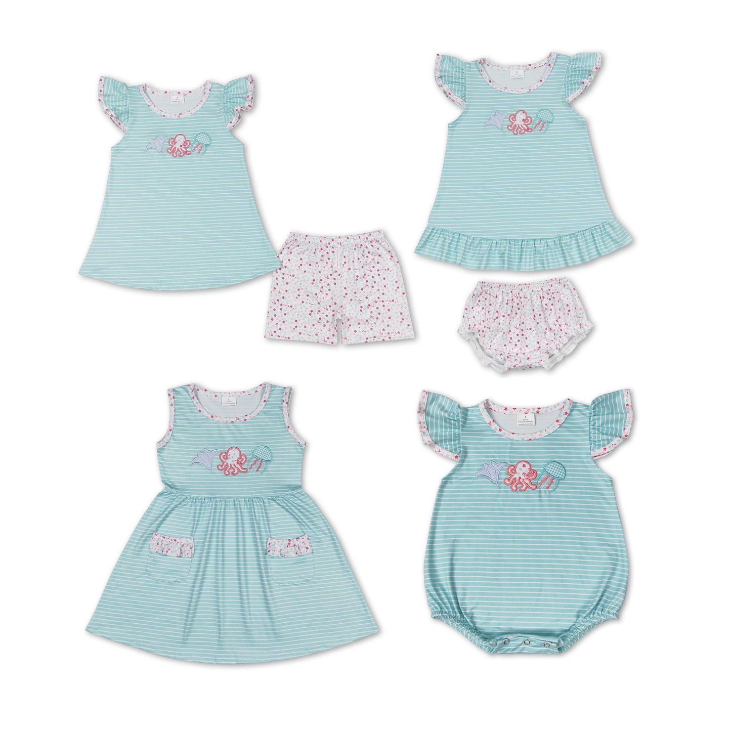 RTS Boys and girls Embroidered Short Sleeve Shorts sets rompers briefs sets dress