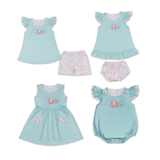 RTS Boys and girls Embroidered Short Sleeve Shorts sets rompers briefs sets dress