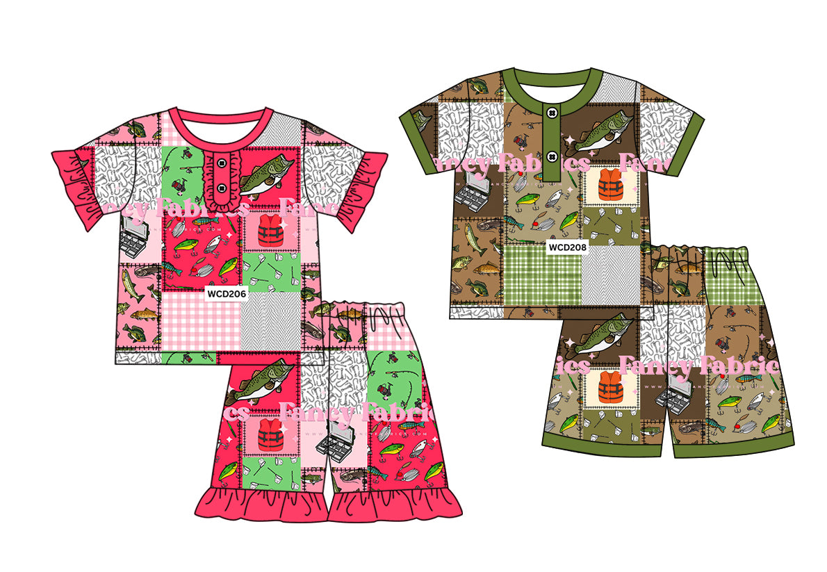 12.21 custom each style moq 5eta 4-6week Sibling Sister fish baby girls short sleeve shorts sets 1 and sets 2 match design