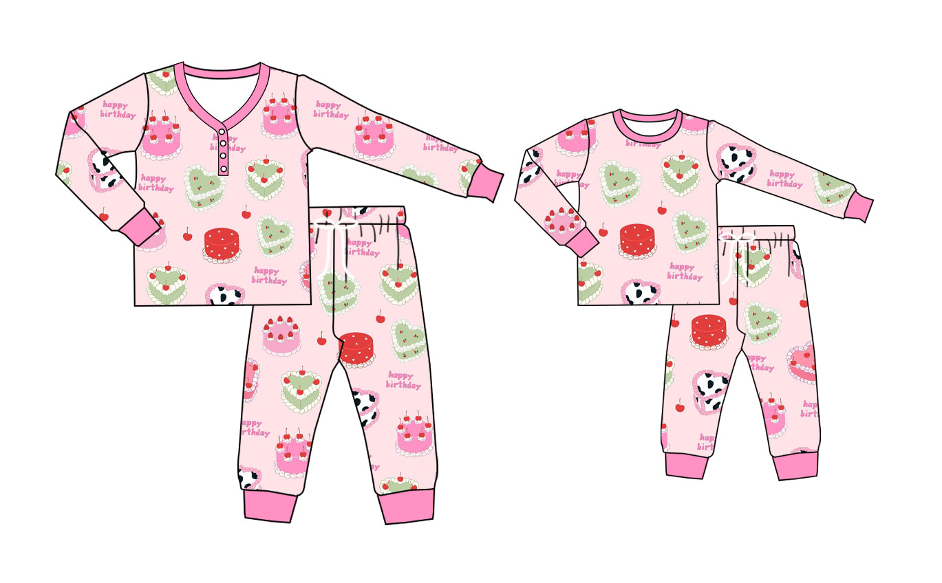 25.5.17 custom each style moq 5eta 4-6week Sibling Sister cake long sleeve pants sets and adult sets match design