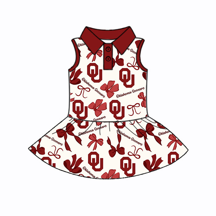 Custom moq 5 mix sizes summer teams baby girls clothes team brick red short sleeve skirts shorts sets dress 1 and dress 2 and dress 3 and dress 4-25.5.23