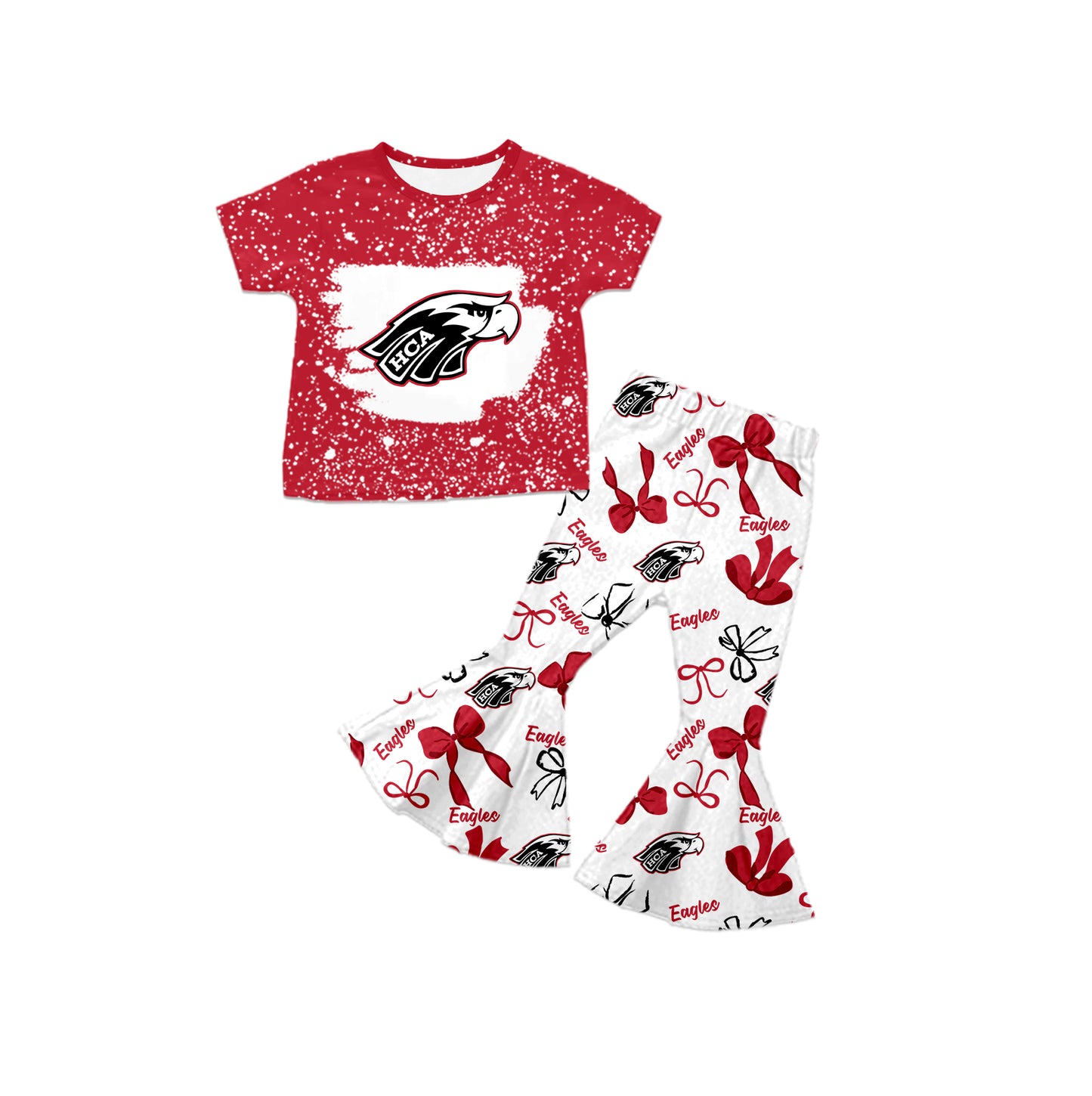 Custom moq 5 mix size milk silk summer teams baby girls clothes bow red short sleeve pants sets and hooded long sleeve pants sets-25.7.23