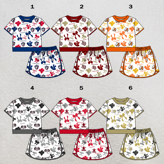 custom moq 5 mix size XY063006 Baby Girls Bow Sleeveless Short Skort Outfit Set