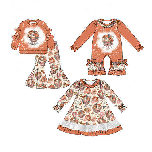 25.6.14 custom each style moq 5eta 4-6week Sibling Sisters turkey baby girl long sleeve pants sets and dress and rompers match family design