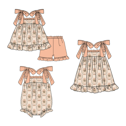 Custom moq 5 mix size Sibling Baby Girl's Short-Sleeved Top And Shorts Set Cute Romper Dress for Summer