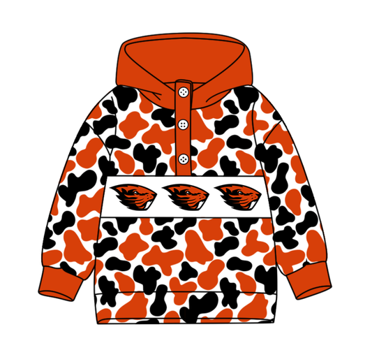 4-Custom moq 8 mix size milk silk summer team baby boy clothes camouflage orange hooded long sleeve top-25.10.9