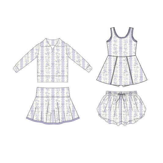 25.10.23 custom each style moq 5 eta 6-8week Sibling Sisters bow floral baby girl long sleeve skirts sets and dress and shorts match family design
