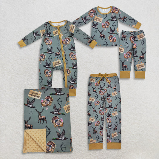RTS NO MOQ Sibling Baby girl clothes turkey long-sleeved trousers suit & romper and blanket and adult pants