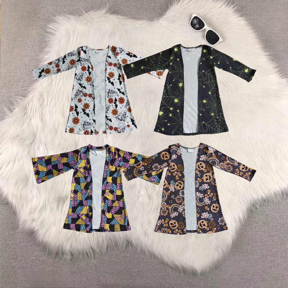 RTS NO MOQ Sibling baby Girls' long-sleeved cardigan with ghost flower and bat pattern