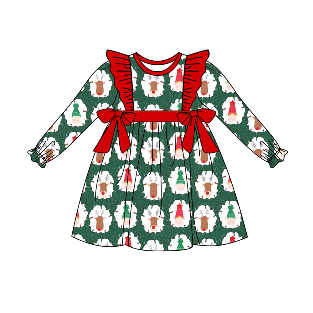 6.5 custom each style moq 5eta 4-6week Sibling Sister Christmas deer red baby girls sets and dress and baby romper match family design