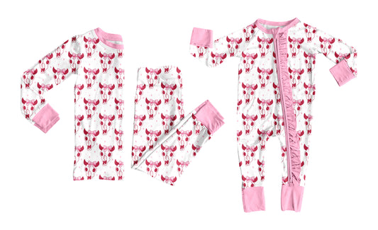 25.8.8 custom each style moq 5eta 4-6week Sibling Sister cow head bow baby girl long sleeve pants sets and rompers match family design