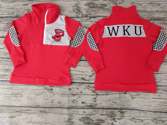 red color cotton boys wku  college pullovers