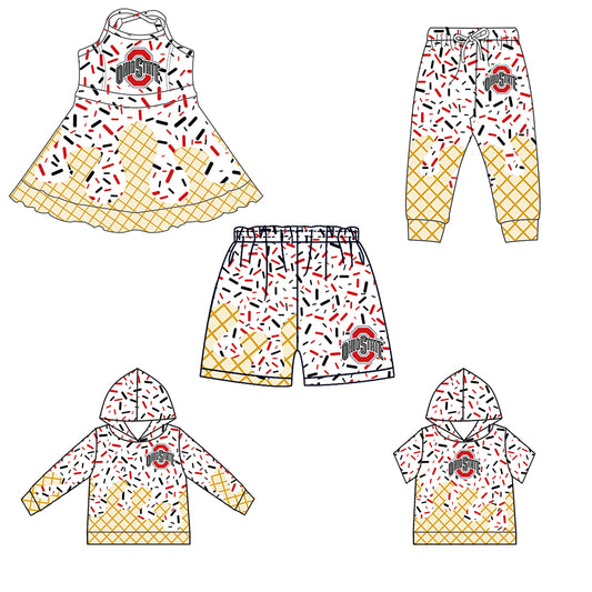 Custom summer teams baby girls clothes team white hooded long sleeve tops and short sleeve top and dress and pants and shorts-25.5.30