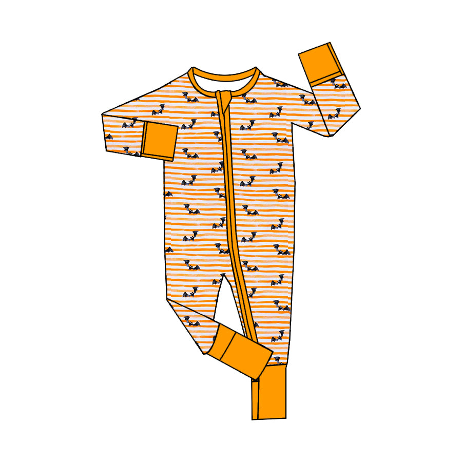 7.18 custom each style moq 5eta 4-6week Sibling Sister bat orange striped baby boys sets and rompers match family design
