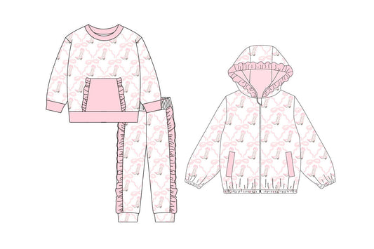 25.10.17 custom each style moq 5 eta 6-8week Sibling Sisters boots bow baby girl long sleeve pants sets and top match family design