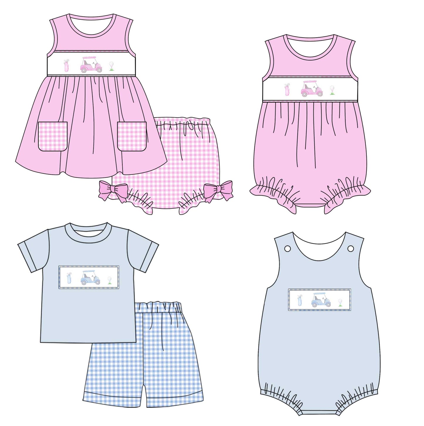 11.1 custom each style moq 5eta 4-6week Sibling Sister Sightseeing bus baby girl short sleeve shorts sets and briefs sets 2 and girls romper and boy romper match design