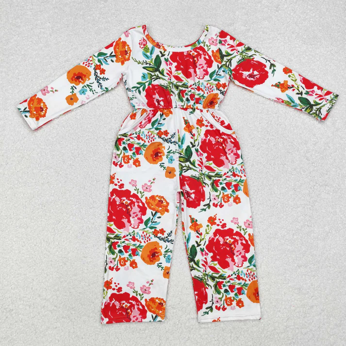 RTS NO MOQ Sibling baby girl clothes matching floral long sleeve jumpsuit 14