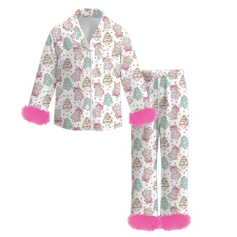 Custom moq 5 each style eta 6-7weeks Christmas bow baby girl long sleeve pant sets and adult sets