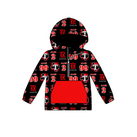 custom moq 5 tat about 6-8week  red word sports  Long Sleeve Hood Zip-Up Hoodie
