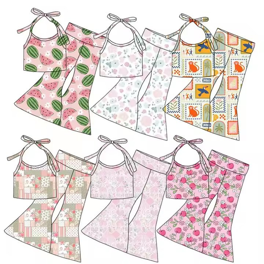 Custom moq 5 each style eta 6-7weeks baby girl clothes short sleeve pants sets-25.7.28