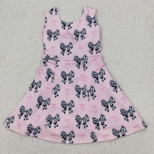 RTS NO MOQ ETA 5/7days Arrived GSD1853 Cow print bow pattern pink yoga pants dress