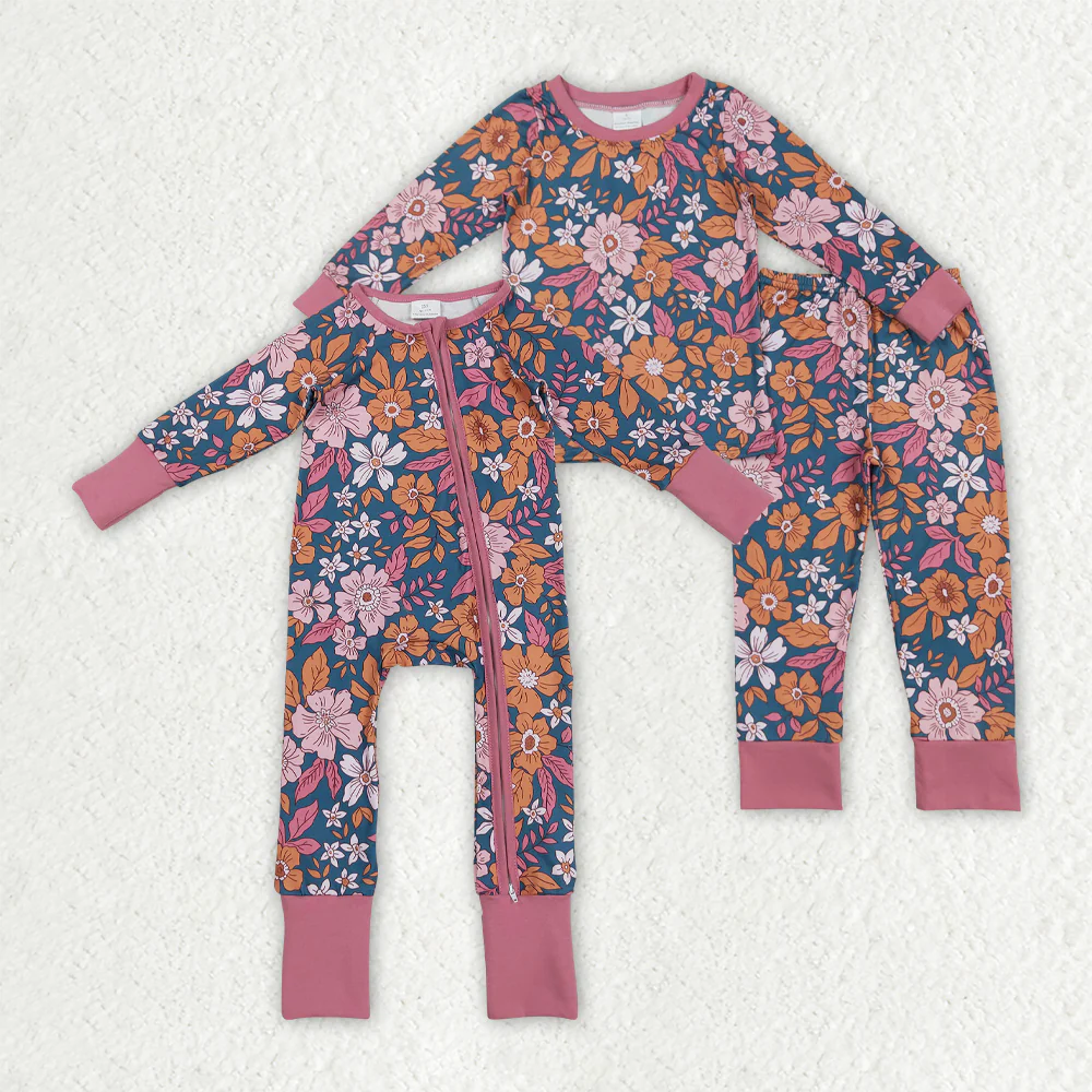 RTS Sibling baby girl clothes floral long Sleeve pants sets and rompers