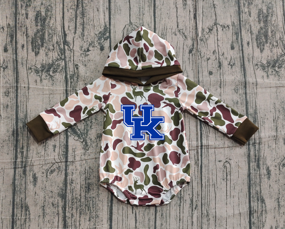 Custom moq 5 mix size milk silk Popular team camouflage cute boys and girls hooded long sleeve romper-25.10.22
