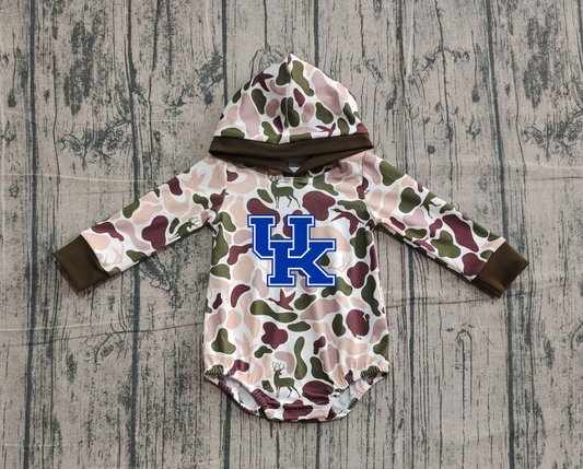 Custom moq 5 mix size milk silk Popular team camouflage cute boys and girls hooded long sleeve romper-25.10.22