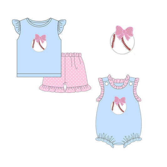 Custom moq 8 mix size eta 6-8weeks baby girl clothes baseball bow short sleeve shorts set and romper-25.9.11