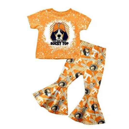 Custom summer teams baby boy clothes tea orange short sleeve pants sets-25.8.28